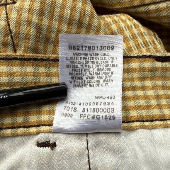 Levis 511 Y2K Skinny Mens Pants W36 L32 Gingham Yellow Cotton - Picture 8 of 8